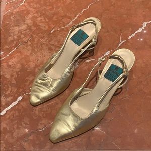 Bruno Melli golden sling back heels